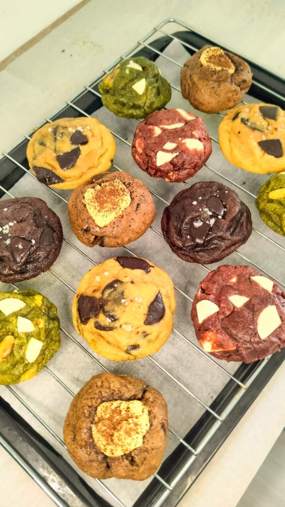 Tray of fresh soft cookies in Surabaya